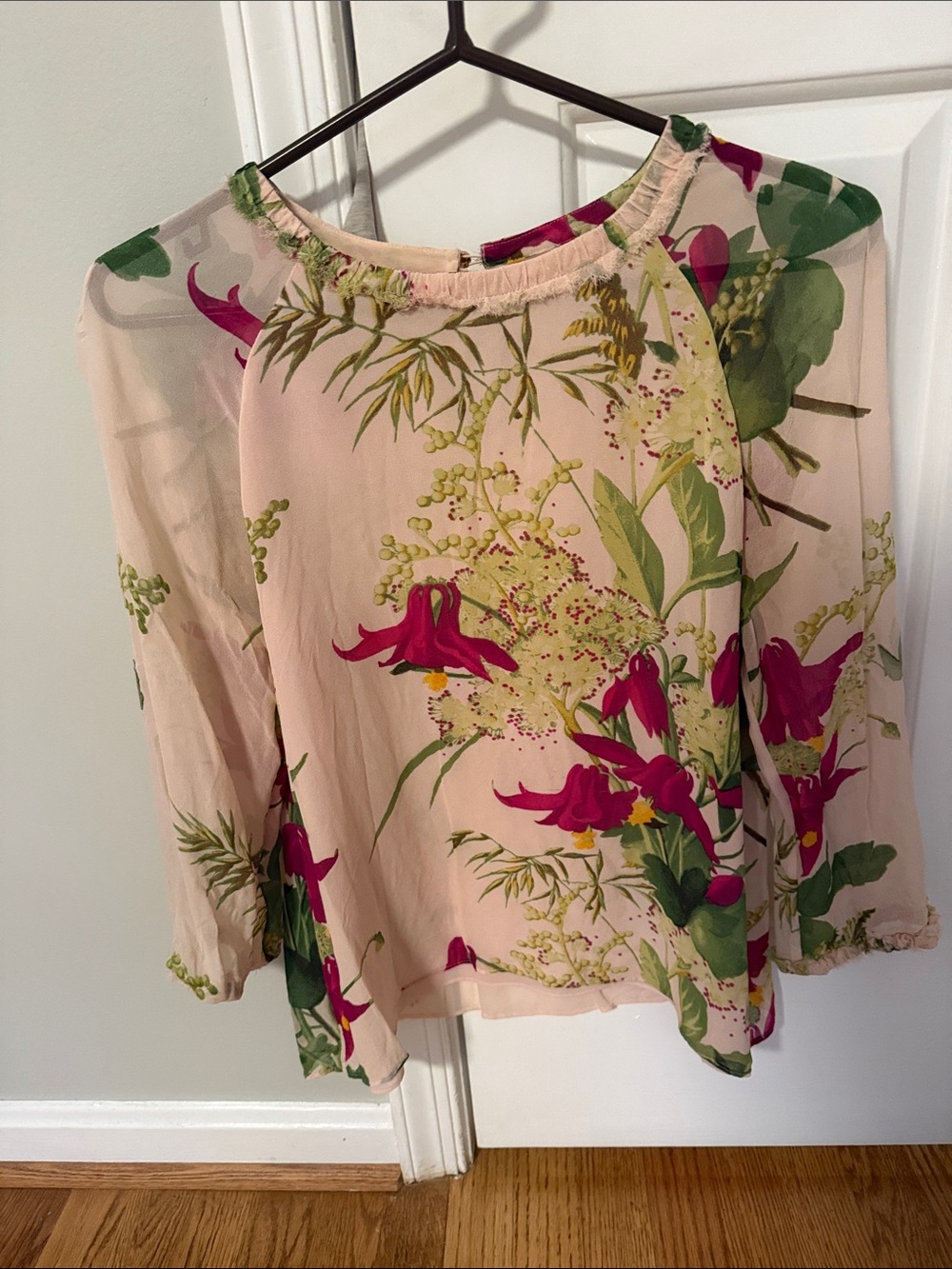 Ted Baker Pink Floral Sheer Blouse